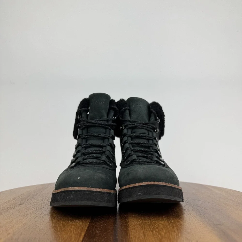 Womens Cole Haan ZeroGrand Waterproof Explore Black Shearling‎ Boots Size 7.5 B
